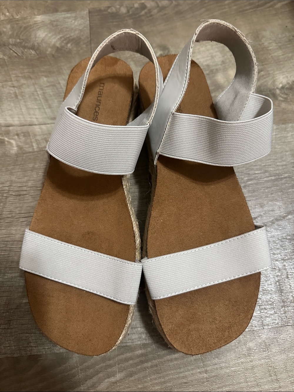 Maurices White Elastic Strap Espadrille Sandals